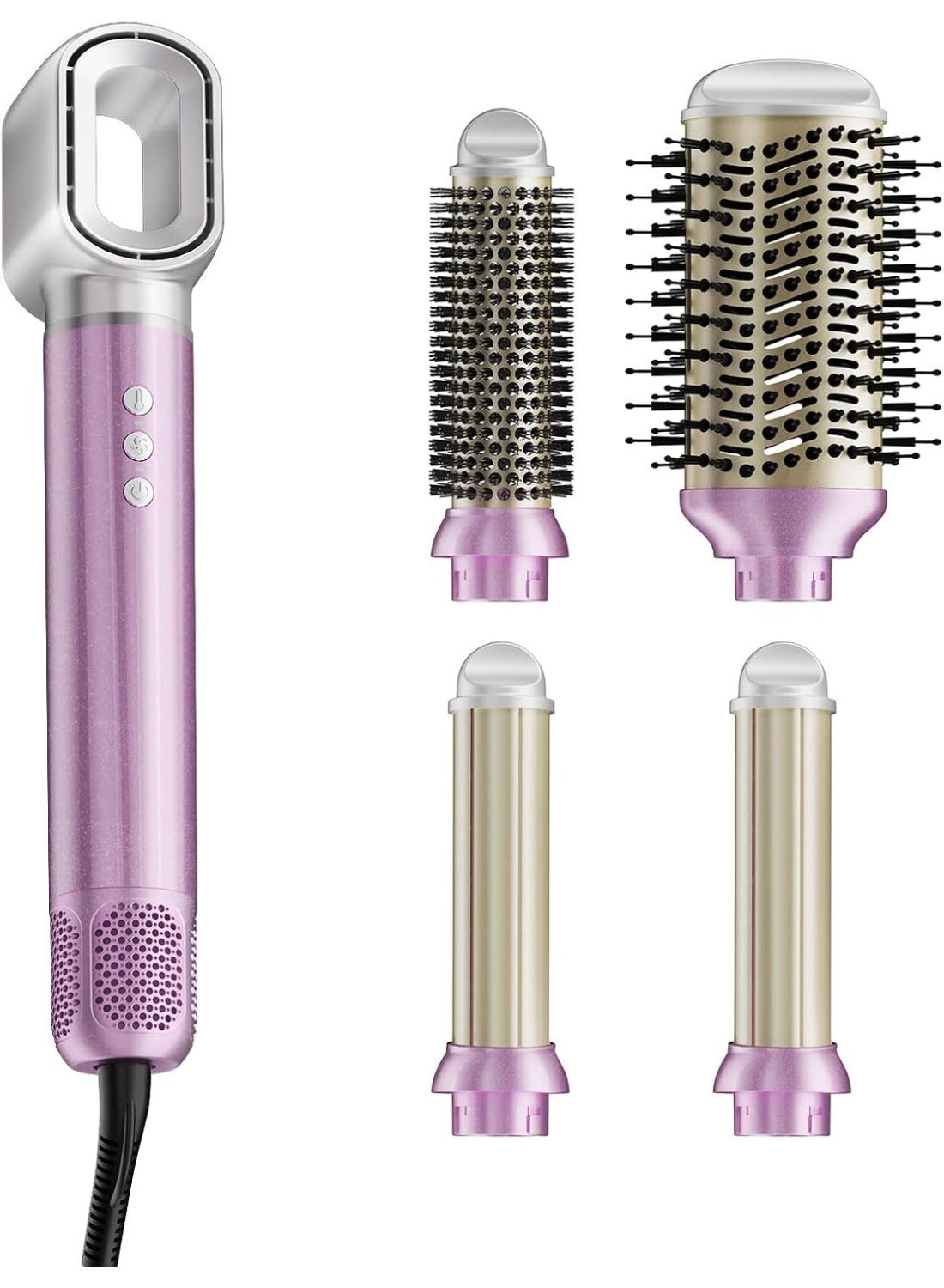 6 in 1 Airstyle Pro Set, Glory Hair Styler Combo, High Speed Hair Dryer, 103,500 RPM Motor, 100M+ Negative Ions, Smoothing, Curling, Straightening, Frizz-free, Pink, Smart Temp Control